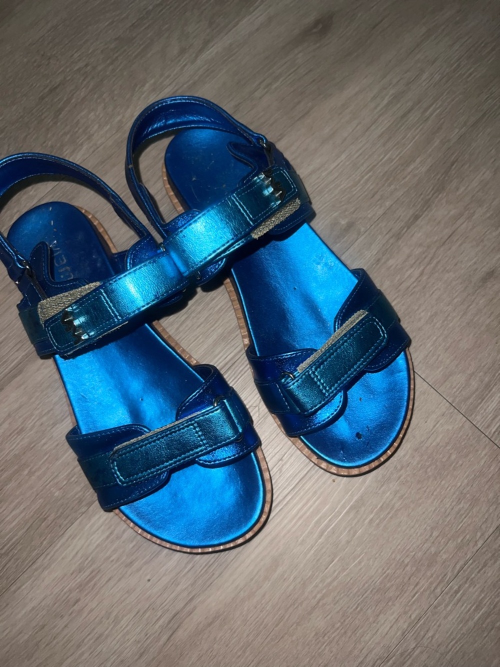 Women’s Metallic Blue Adjustable Strap Sandals